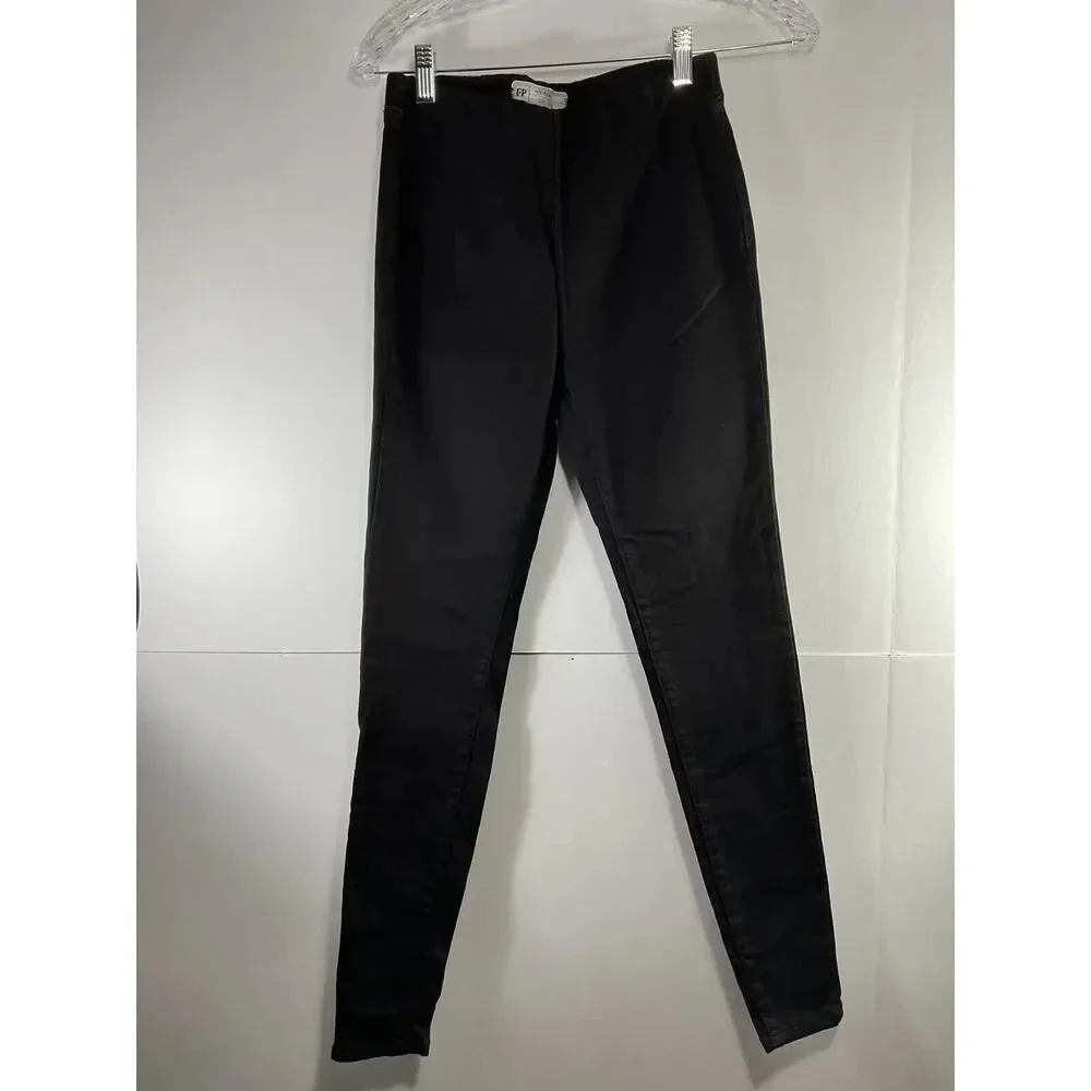 Free People 61855-16515125 Stretch Pull On Skinny Jeans Black Size W26